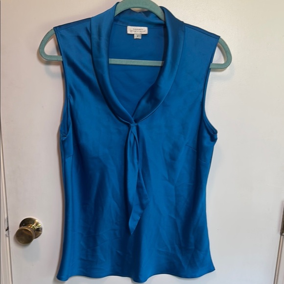Tahari Blue Tie Front Blouse - Picture 1 of 6